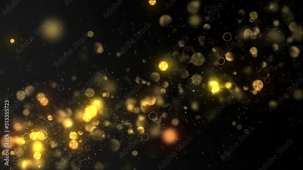 3D Rendering of Golden Particles Flying