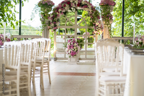 table and chairs in a garden