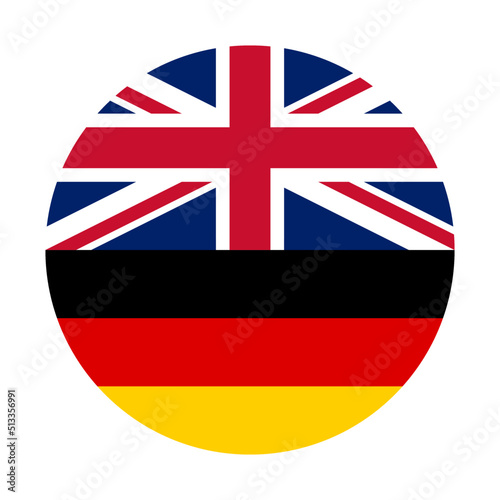 circle icon of union jack and germany flags. vector illustration isolated on white background