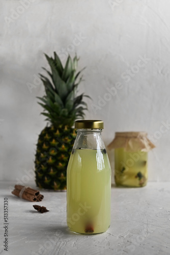 Tepache is a fermented drink made from pineapples, sugar and spices. This is a Mexican probiotic alcoholic drink with a fizzy, sweet and sour taste.