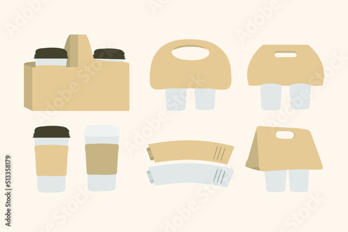 coffee holders and sleeve design vector flat illustration