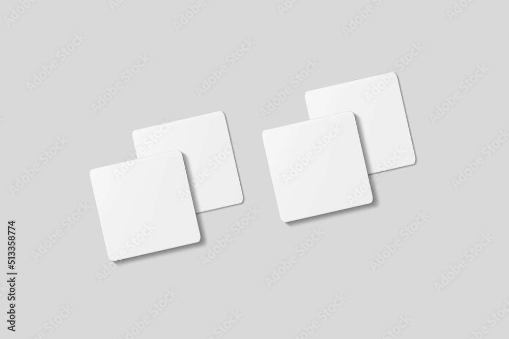 Blank square business card for mockup. 3D Render.