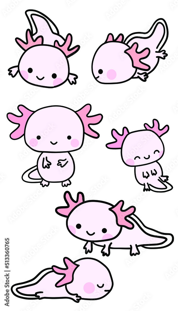 Obraz premium Set of cute dinosaur on white background.Animals character design.Kawaii.Vector.
