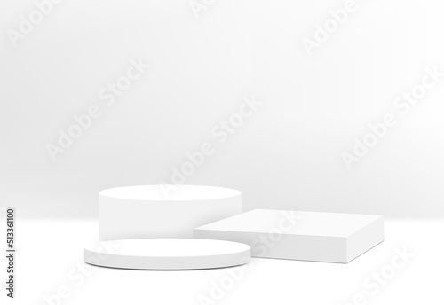 Abstract white podium with wall scene for product display presentation