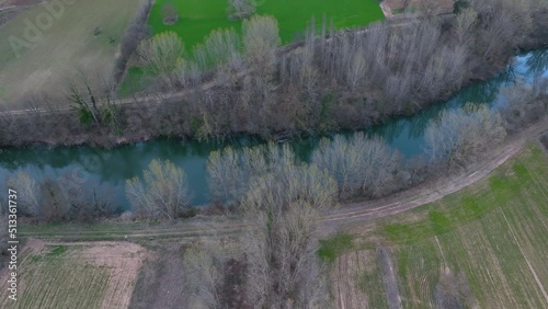 Agricultural landscape in the surroundings of the Town of Toba de Valdivielso seen from a drone. Merindad of Valdivielso. The Meringues. Burgos, Castilla y Leon, Spain, Europe photo