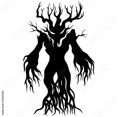 Decorative Tree in the Shape of a Middle-Aged Devil-Vector Illustration