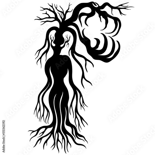 Decorative Tree in the Style of a Witch-Vector Illustration