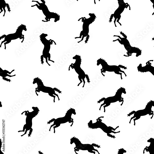 Patrón de caballo negro sobre fondo blanco