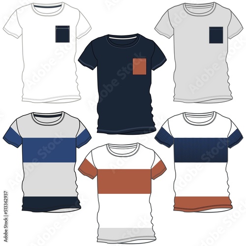 Illustration shirt silhouette with right side pocket and cuts in front indigo color