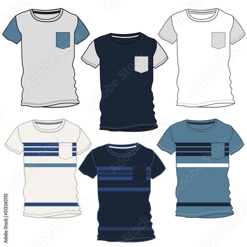 Illustration shirt silhouette with right side pocket and cuts in front indigo color