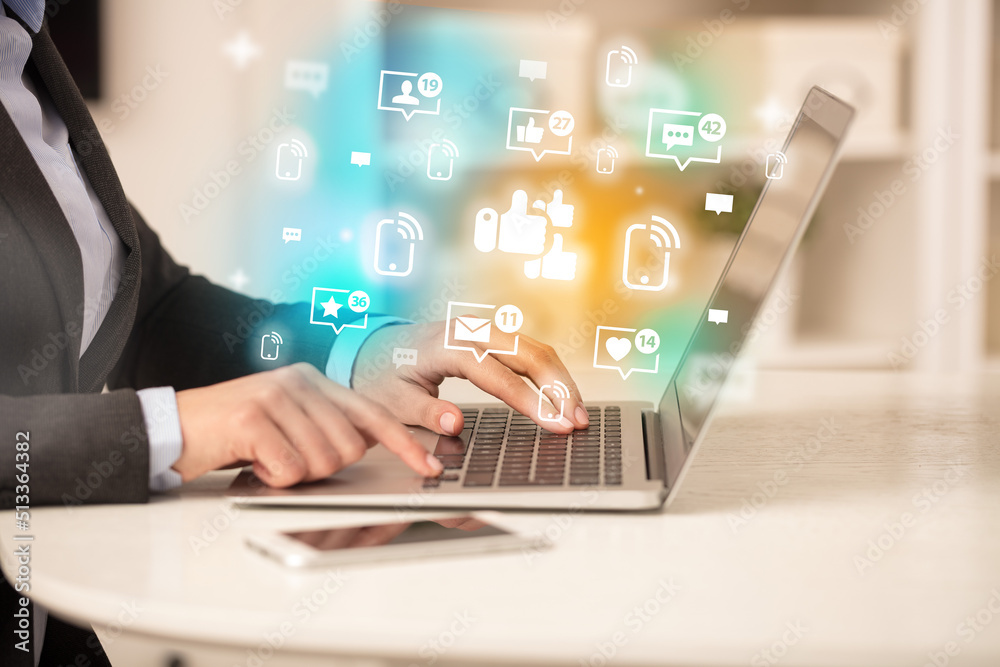 Young person surfing on social media network Young person surfing on social media network