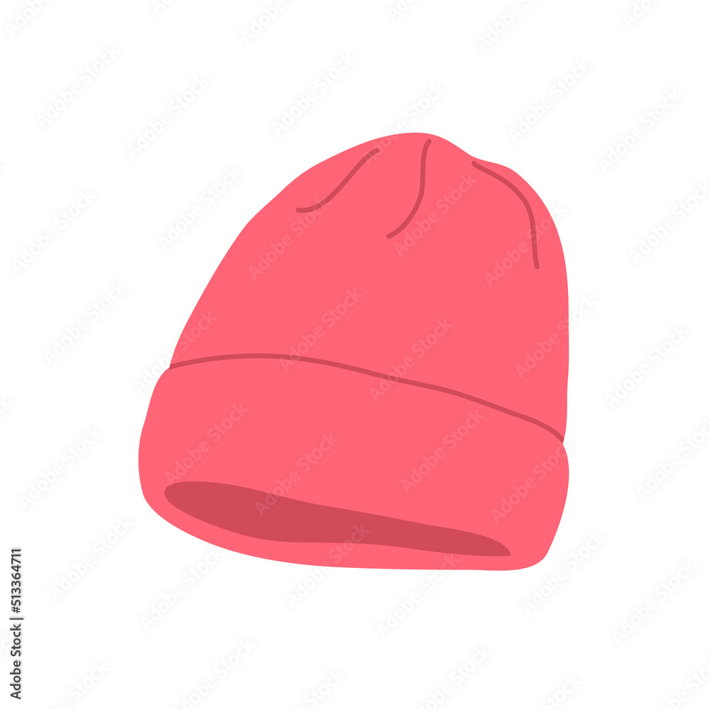 Winter hat for a woman. Unisex style. Seasonal warm hat. Beauty and fashion. Modern stylish clothes and wardrobe. Flat vector illustration isolated on white background Winter hat for a woman. Unisex style. Seasonal warm hat. Beauty and fashion. Modern stylish clothes and wardrobe. Flat vector illustration isolated on white background