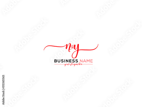 Beautiful NY Signature Logo, Creative Ny yn Love Letter Logo Image Design For Your Luxury or Love Brand