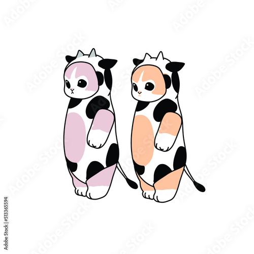 Draw funny cute cat.doodle cartoon style