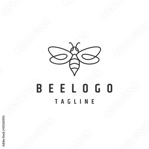 Bee line logo icon design template flat vector