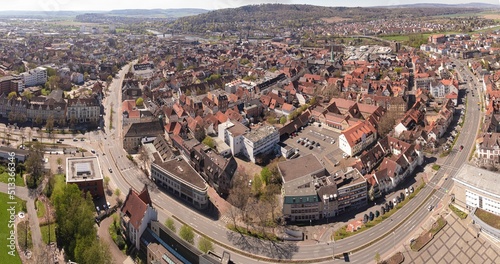 Aerial panoramic view of the Hamelin cityscape in Germany