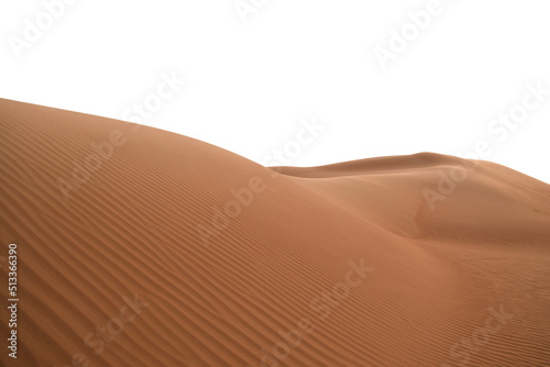 Close-up of sand dunes from the side of a desert hill in Al Wathab  Abu Dhabi  United Arab Emirates. Isolated against a clear  bright sky.