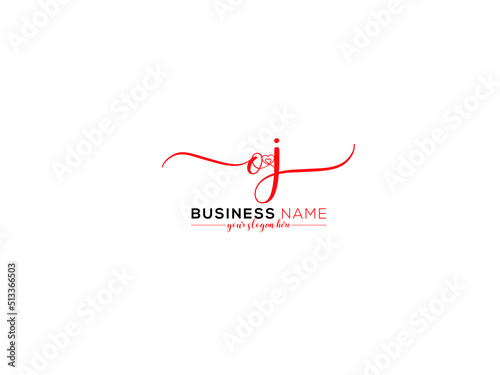 Premium OJ Signature Love Logo, Signature Oj jo Heart Logo Letter Vector Icon Design
