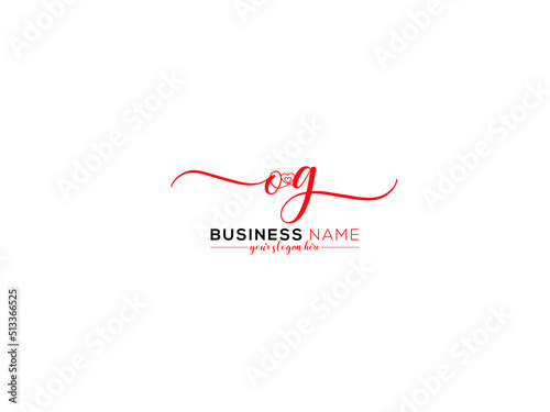 Premium OG Signature Love Logo, Signature Og go Heart Logo Letter Vector Icon Design