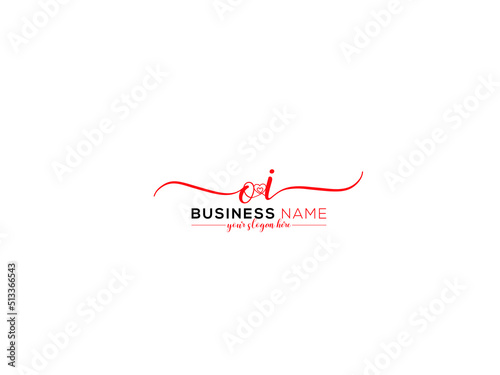 Premium OI Signature Love Logo, Signature Oi io Heart Logo Letter Vector Icon Design