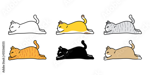 cat vector kitten calico icon sleeping running logo symbol breed cartoon character illustration doodle design isolated clip art