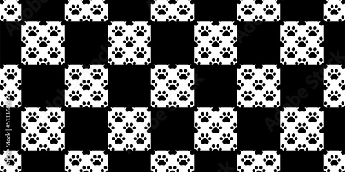 dog paw seamless pattern footprint cat checked tartan plaid french bulldog vector cartoon character icon scarf isolated repeat wallpaper tile background gift wrapping paper illustration doodle design