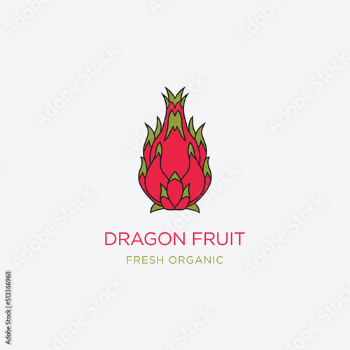 Template Dragon fruit icon in flat style. Isolated object. Dragon fruit logo.