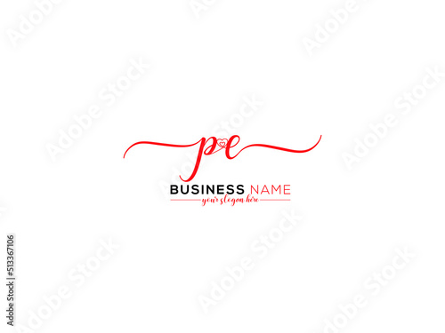 Creative PE Logo Icon, Signature Pe ep Logo and Love Heart Letter Icon Design For You