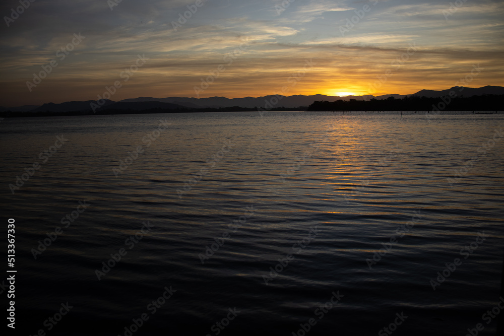 Sunset on the lagoon in Ibiraquera Imbituba, Santa Catarina SC
