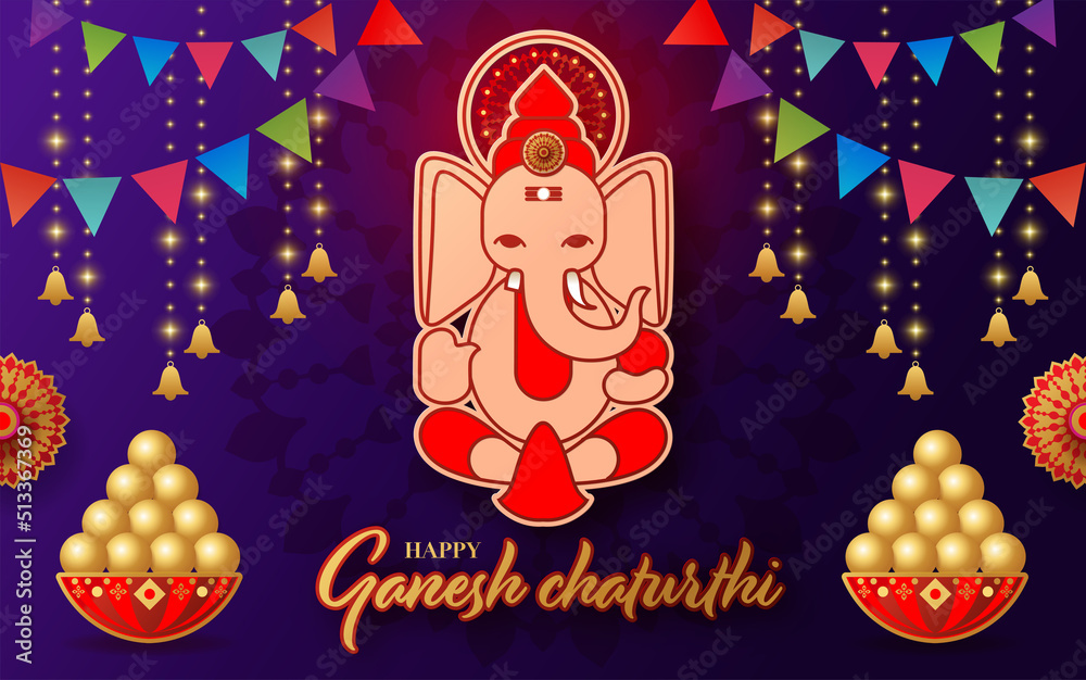 Fototapeta premium Happy Ganesh Chaturthi greetings festival