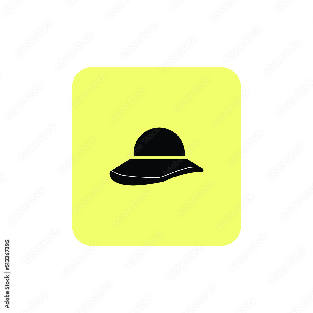 Women's fashionable hat in black, vector illustration. Beautiful hat isolated on yellow background. Women's fashionable hat in black, vector illustration. Beautiful hat isolated on yellow background.