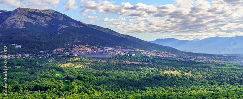 Panoramic view of the town El escorial, Madrid, Spain photo