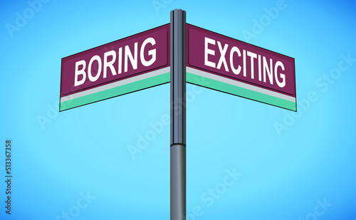 Crossroads of Experience: Boring and Exciting as Opposing Paths, Symbolizing the Choice Between Comfort and Adventure in the Journey Toward Meaningful Living