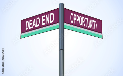 Crossroads of Fate: Dead End and Opportunity as Diverging Paths, Symbolizing the Turning Point Where Despair Meets Possibility in the Journey Toward Renewal and Hope