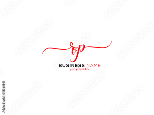 Signature RP Fashion Logo, Modern Rp pr Signature Fashion and Love Heart Letter Logo Icon Design For Brand