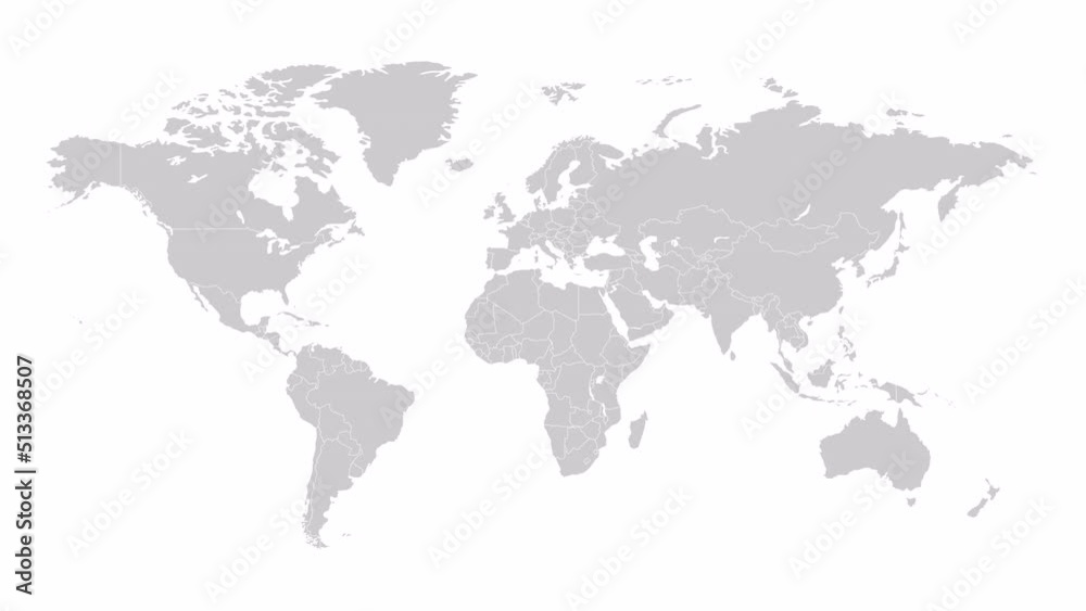 World map animation. Animation of connecting all continents into a whole world map with borders in the background with an alpha channel. Motion design. World map animation. Animation of connecting all continents into a whole world map with borders in the background with an alpha channel. Motion design.