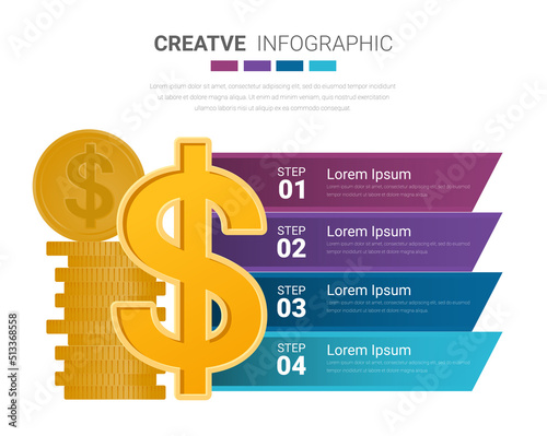 American Dollar infographic template, Ready template for workflow layout.