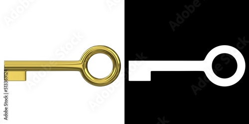 3D rendering illustration of a stylized key