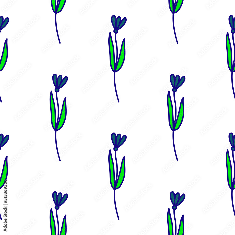Hand drawn flower seamless pattern. Simple cute floral wallpaper.