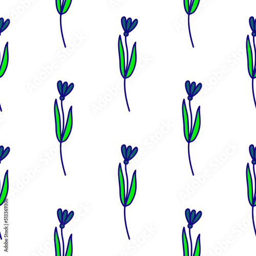 Hand drawn flower seamless pattern. Simple cute floral wallpaper.