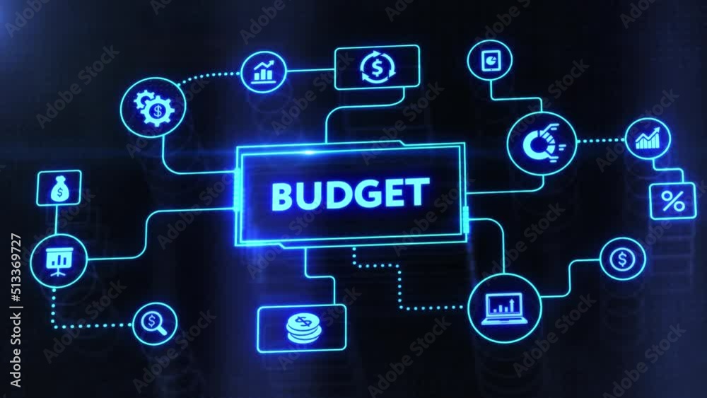 Budget planning business finance concept on virtual screen interface. Business, technology, internet and networking concept.