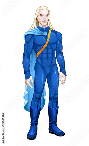 Nordic alien with blue suit. Vector isolated character
