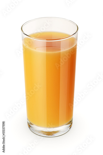Glass of fruit apricot nectar isolated on white.