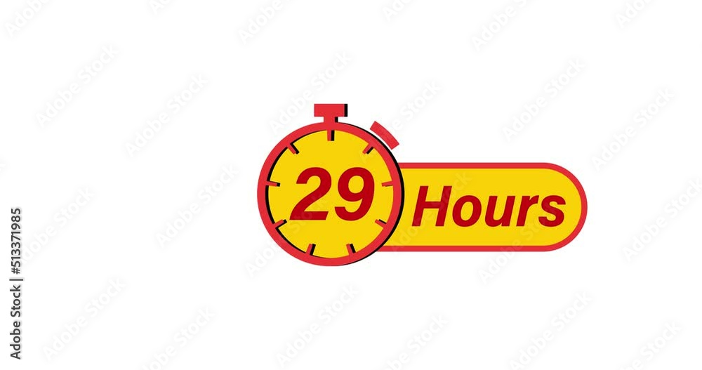 29 Hours timers Clocks, Timer 29 Hour icon, countdown icon. Time measure. The chronometer icon is isolated on white background 29 Hours timers Clocks, Timer 29 Hour icon, countdown icon. Time measure. The chronometer icon is isolated on white background