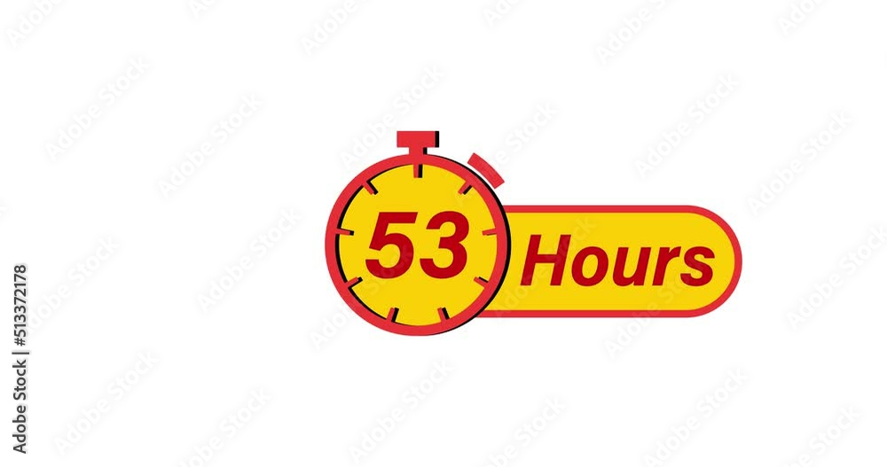 53 Hours timers Clocks, Timer 53 Hour icon, countdown icon. Time measure. The chronometer icon is isolated on white background 53 Hours timers Clocks, Timer 53 Hour icon, countdown icon. Time measure. The chronometer icon is isolated on white background