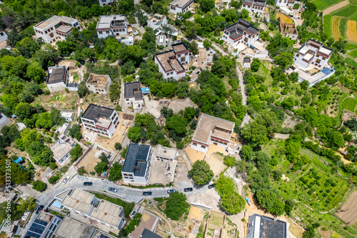 chinese village & field in the mountain in Cichuan photo