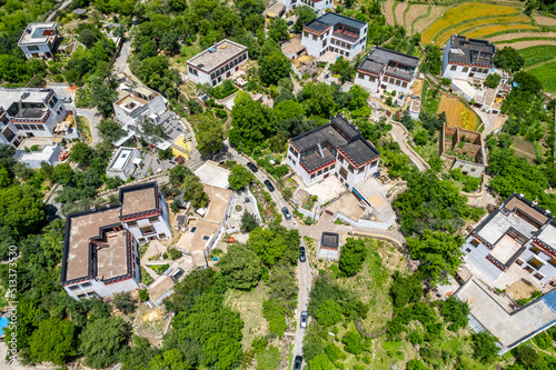 chinese village & field in the mountain in Cichuan photo