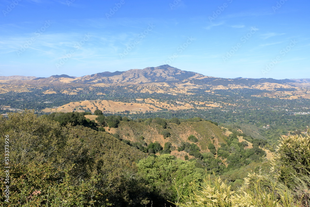 Mt Diablo and the Las Trampas Ridge of the East Bay hills in Northern California