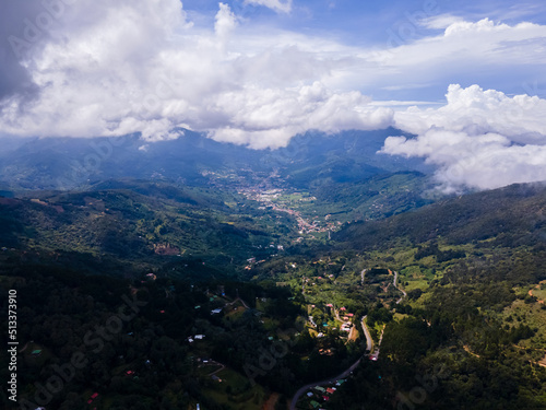 Beautiful aerial view of a Lagoon in the middel of the mountains near Santa Maria de dota in Costa Rica photo