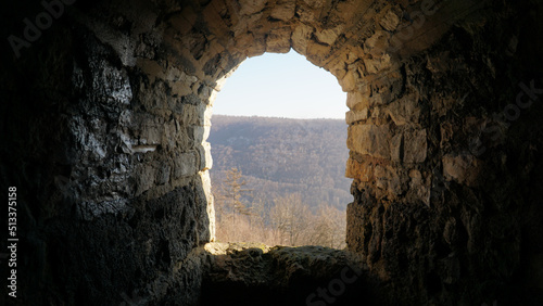 Burgruine Hohenurach castle ruin near Hohenzollern Castle in Bad Urach, Germany.